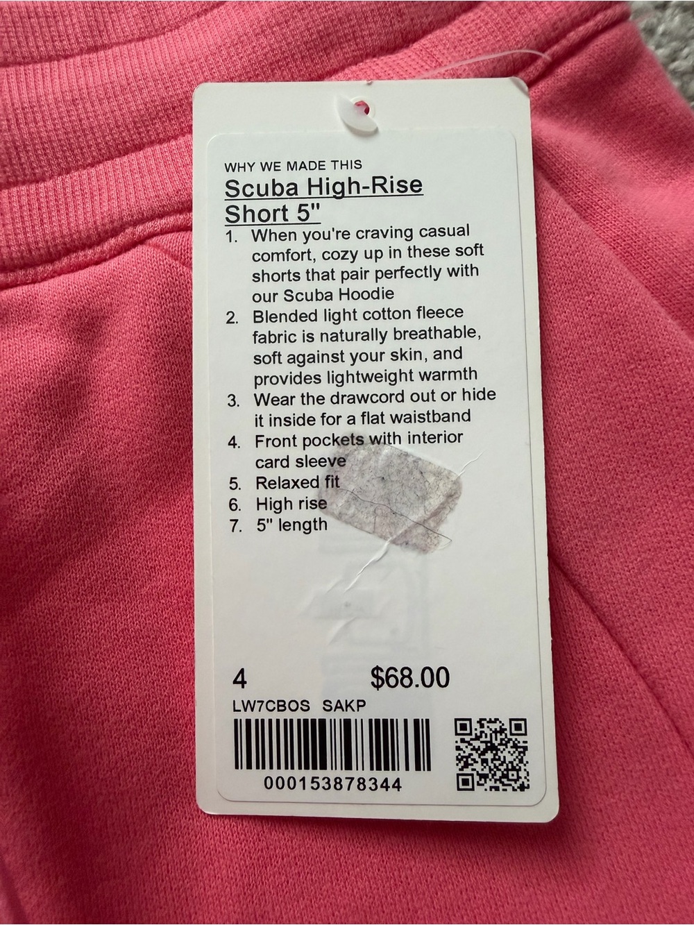 NWT Lululemon Scuba High-Rise Short 5” Sakura Pink Size 4 - Picture 6 of 6